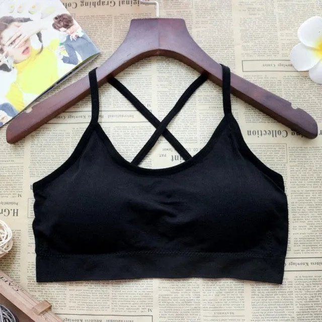 2016 Sexy Women Bra Tank Top Vest Fitness Stretch Women's Tanks Cropped Feminino Women Crop Top Cropped Padded