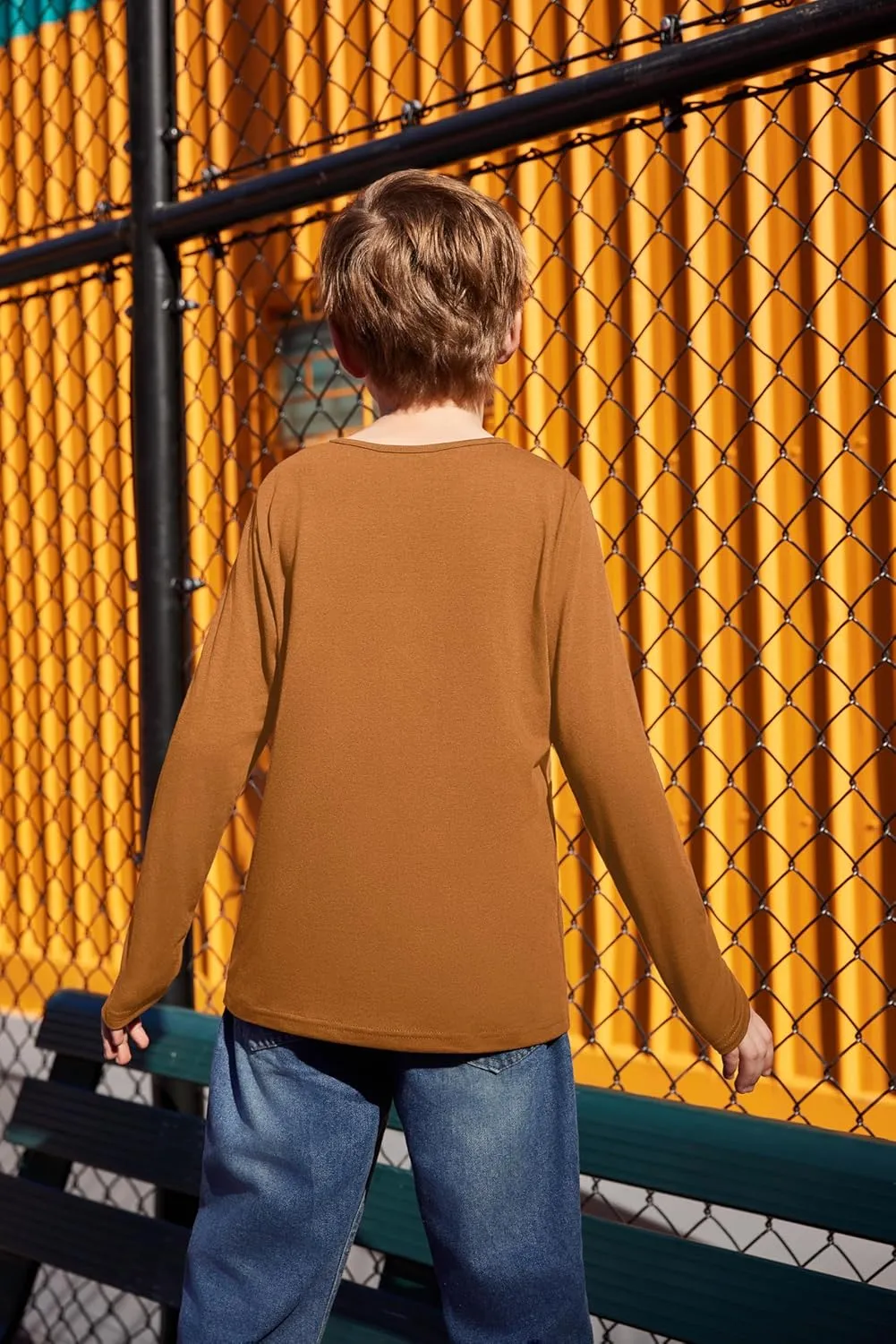 Arshiner Kids Boys Henley Shirts Cotton Long Sleeve T-Shirts Color Block Tee