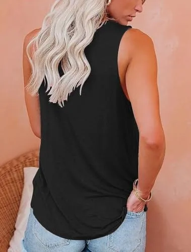 Bliwov Womens Fashion Tank Tops Crewneck Loose Fit Basic y2k Going Out Clothes Casual Summer Sleeveless Shirts for Women 2024 Red