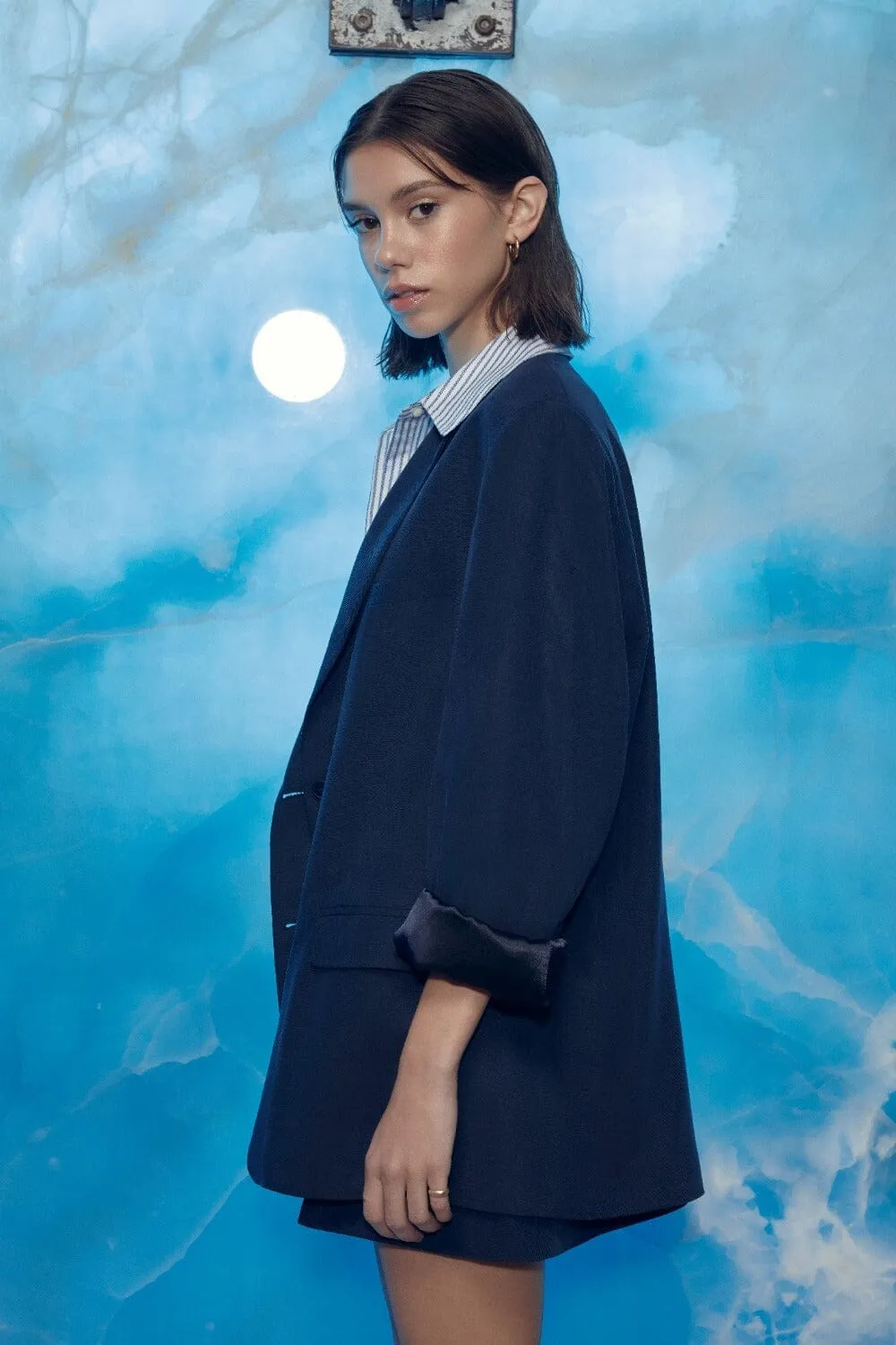 Boxy Navy Blue Oversize Jacket