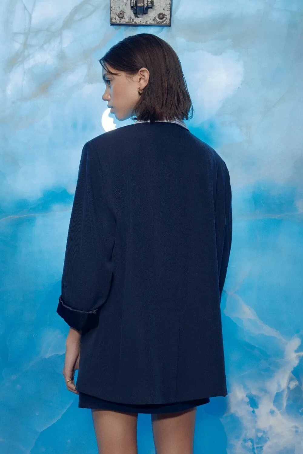 Boxy Navy Blue Oversize Jacket