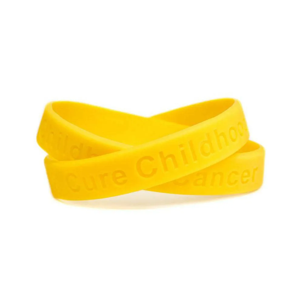 Cure Childhood Cancer Gold Rubber Wristband - Youth 7"