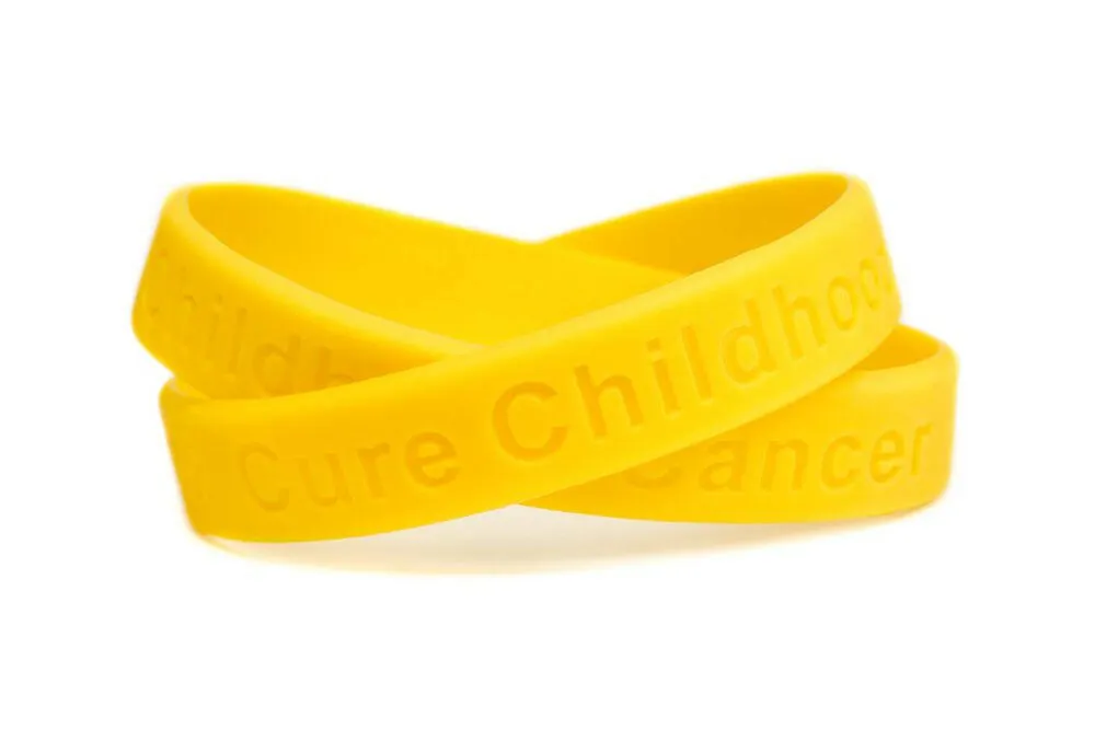 Cure Childhood Cancer Gold Rubber Wristband - Youth 7"