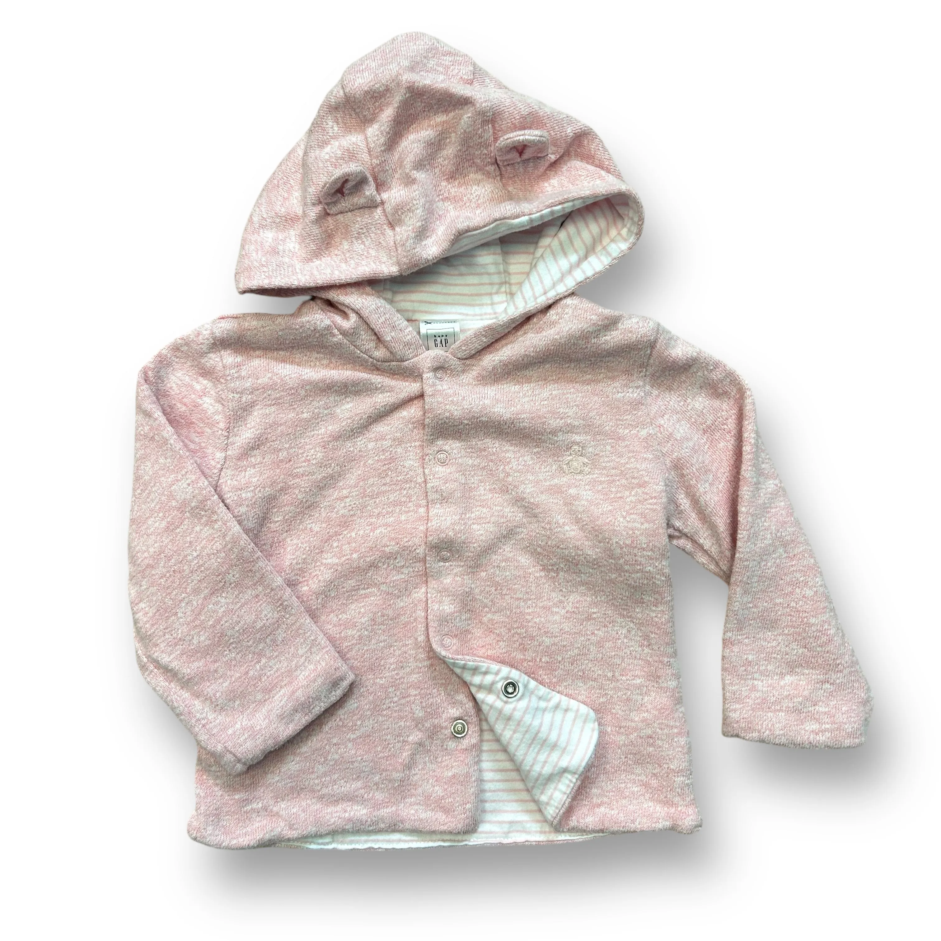 Girls Gap Size 12-18 Months Light Pink Bear Hooded Jacket