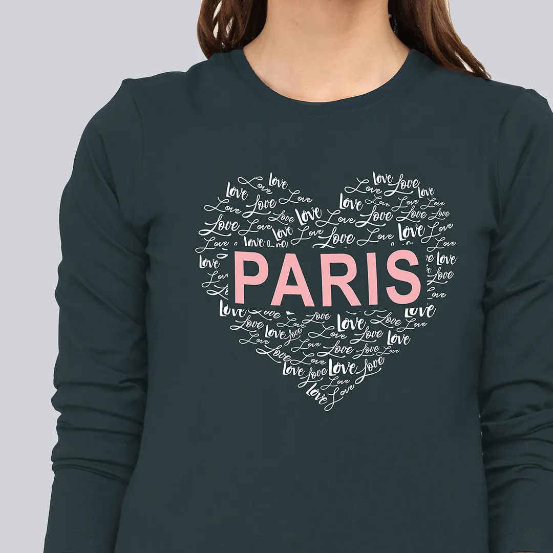 Graphic Printed Full Sleeve T-Shirt - Ocean Navy