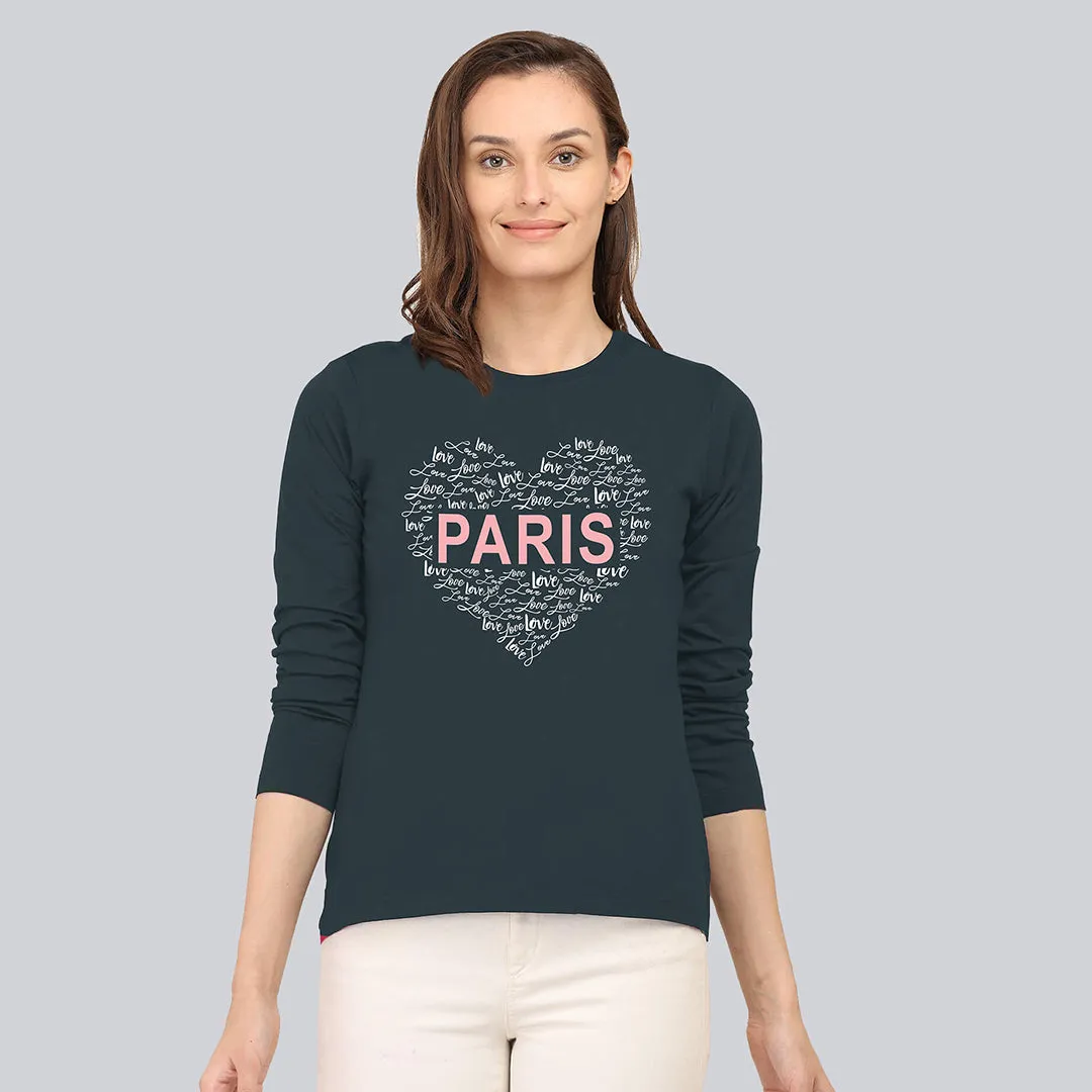 Graphic Printed Full Sleeve T-Shirt - Ocean Navy