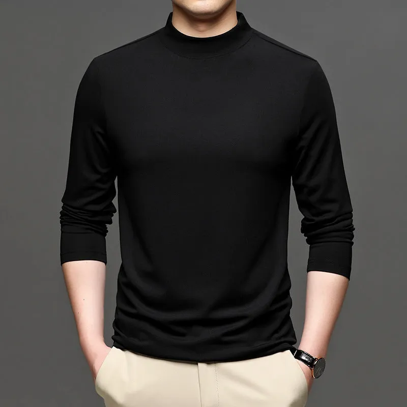 Half-high Collar Long Sleeves T-shirt Men's Undershirt