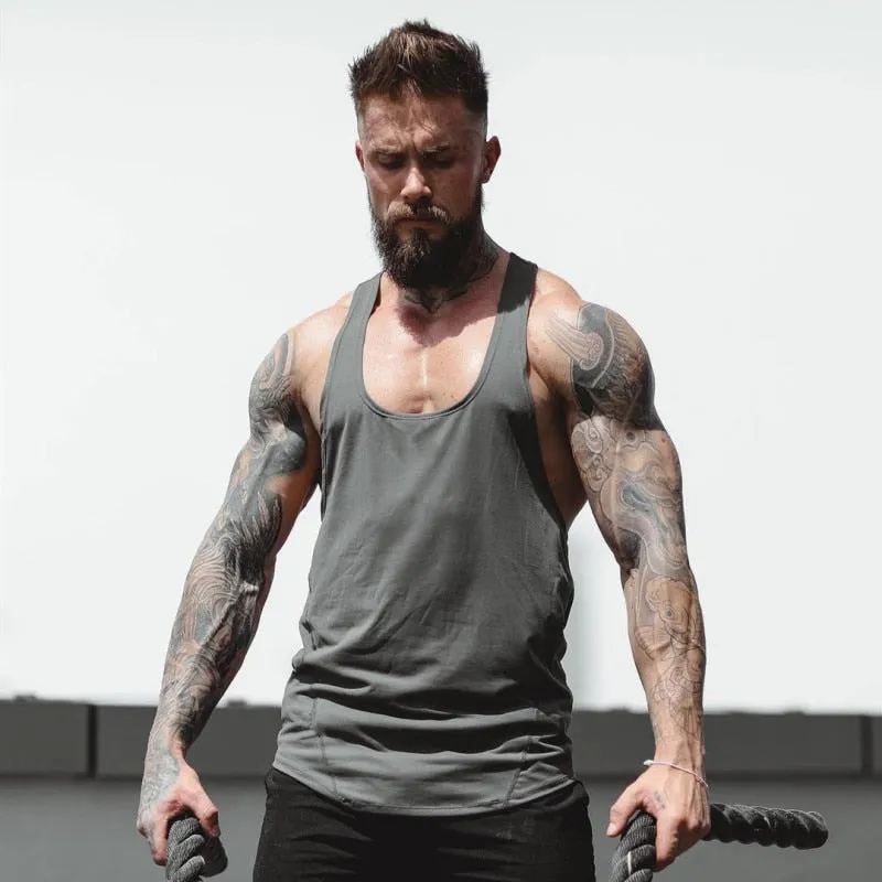 Quick Drying Sleeveless Gym Tank Men Running Summer Vest Breathable Muscle Mens Tank Tops Workout Fitness T-Shirt Sport Shirt
