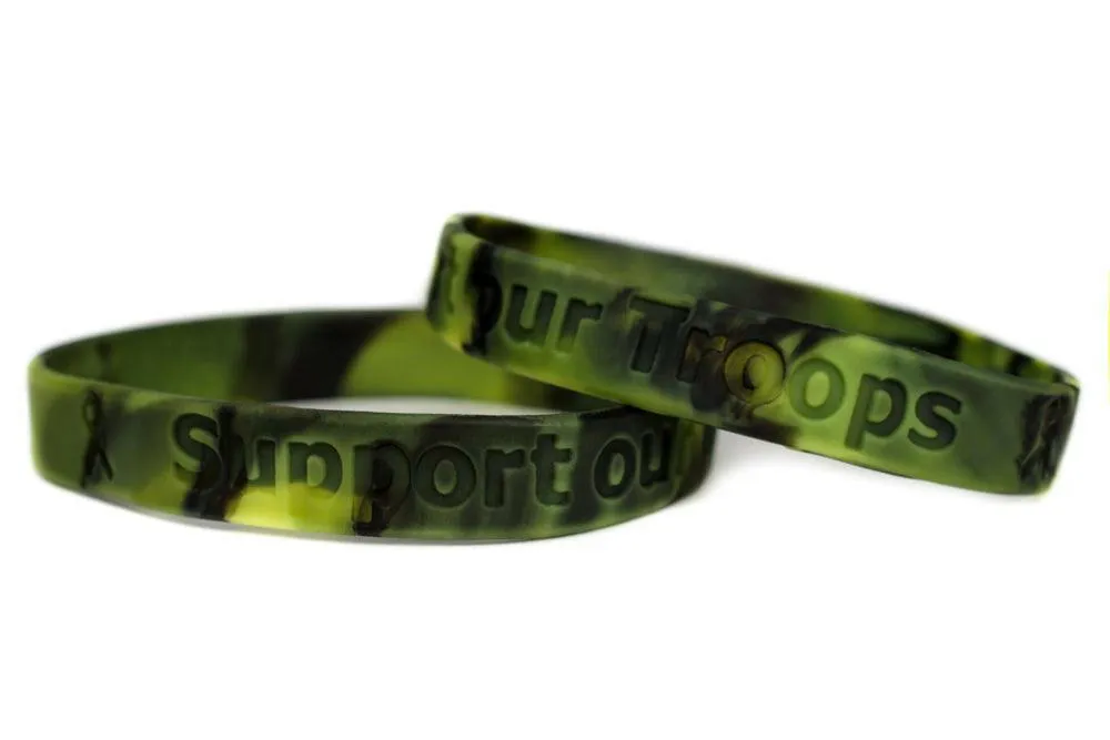 Support our Troops Rubber Bracelet Wristband Camouflage - Youth 7"
