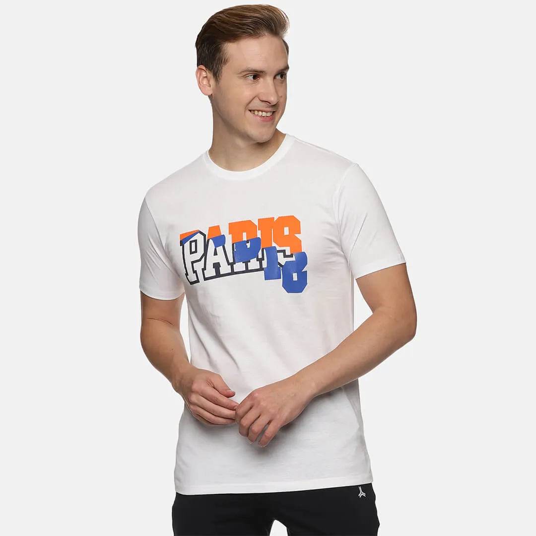 White Graphic Printed T-shirts - Paris